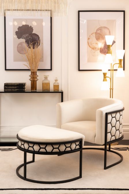 Alveare Fauteuil, base noire - Craie-view4