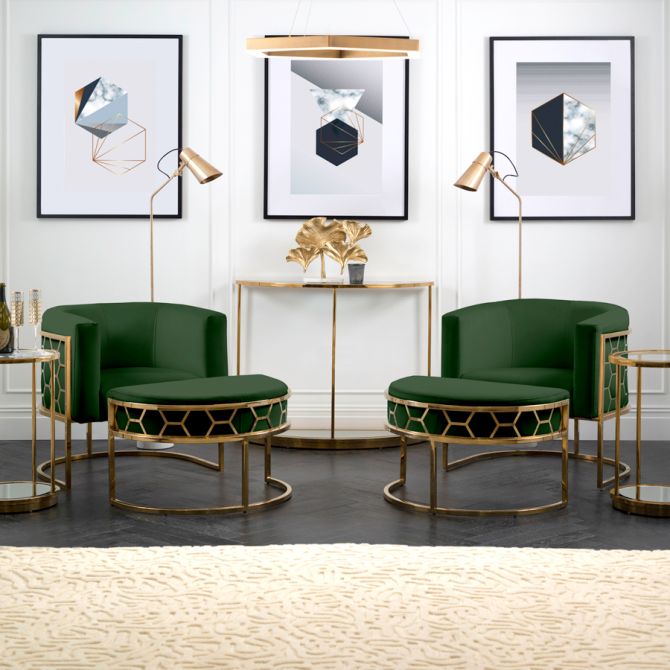 Alveare Fauteuil, base laiton - Vert bouteille-view3