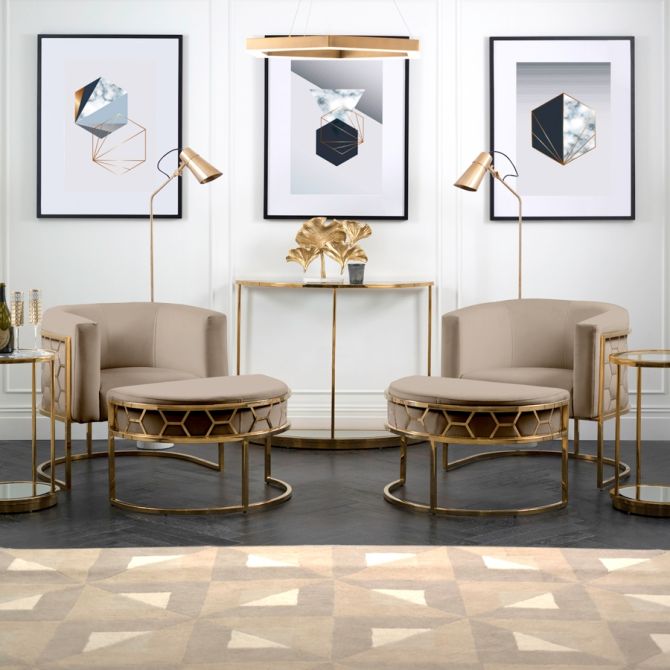 Alveare Tub Stuhl - Messing - Taupe-view3