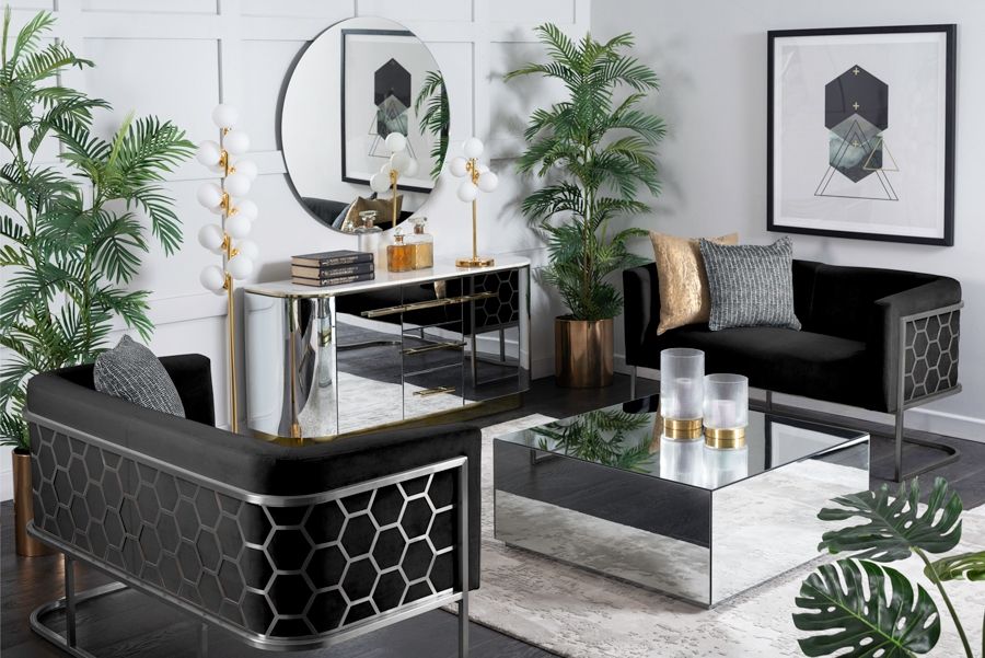 Alveare 2-zitsbank Zilver - Zwart-view2