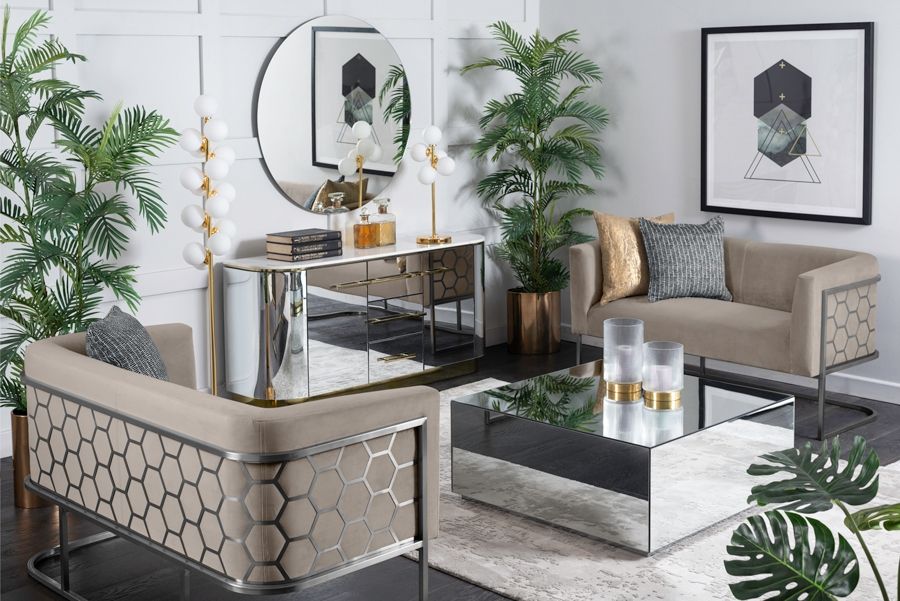 Alveare Canapé 2 places, base argent - Taupe-view2