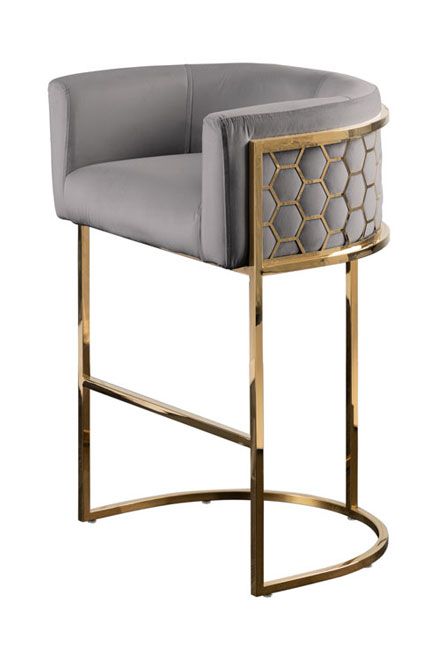 Alveare Counter Stool Brass - Dove Grey-view3