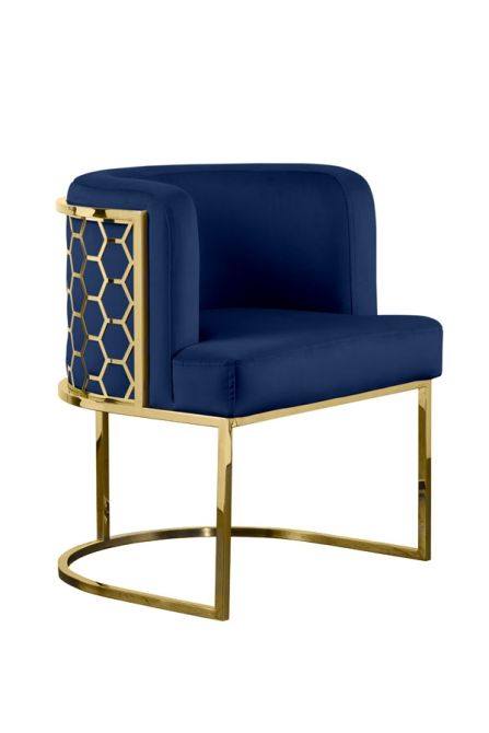 Chaise en laiton Alveare, bleu roi - Image #0