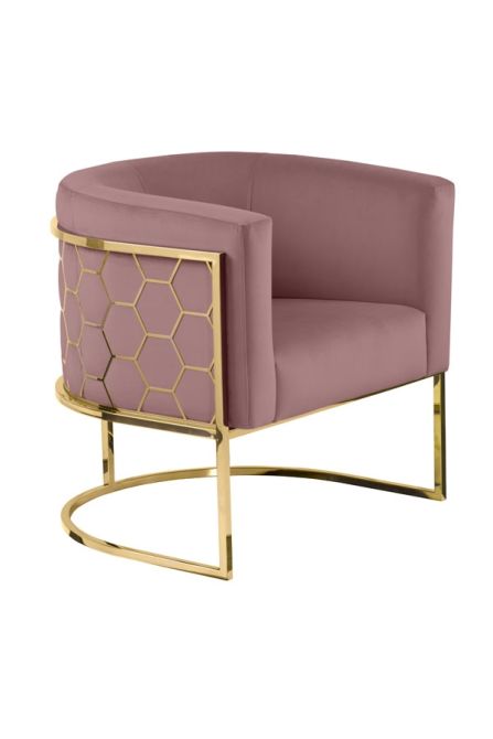 Alveare Fauteuil, base laiton - Rose-view3