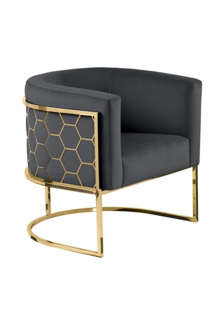 Alveare tub chair Brass - Smoke grey - Image #0