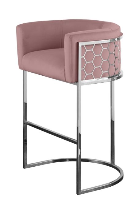 Alveare Counter Stool Silver - Blush Pink-view3