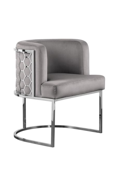Alveare Chaise, base argent - Gris colombe-view2