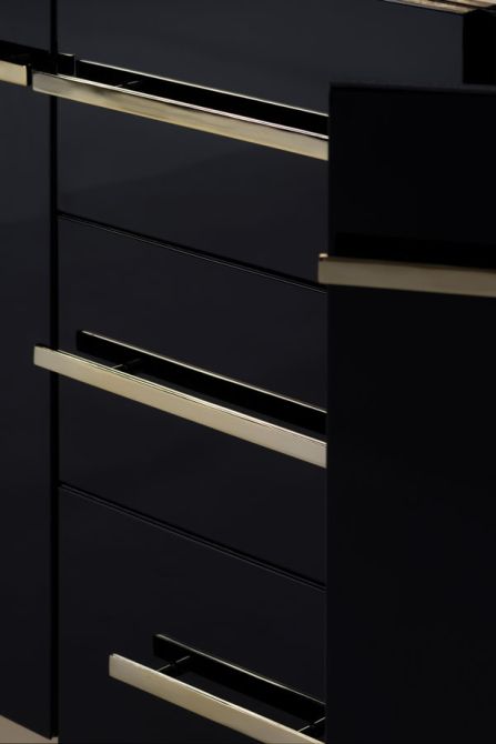 Anastasia Sideboard - Schwarzglas - Messing Details-view3