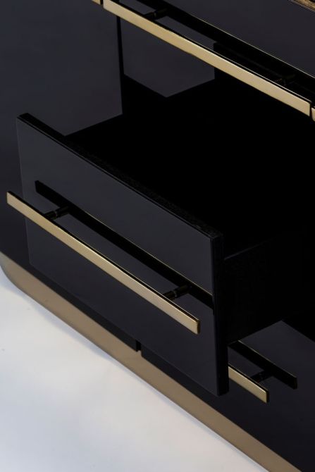 Anastasia Sideboard - Schwarzglas - Messing Details-view4