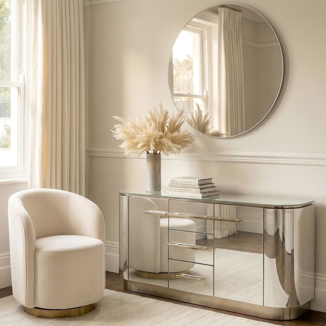 Anastasia Buffet en verre trempé, détails chrome-view2