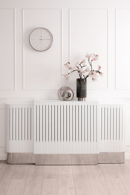 Anastasia Verstelbare Radiator Ombouw van Wit Glas - Zilver-view2