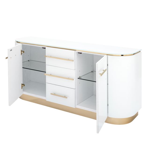 Anastasia Sideboard - Weißglas - Messingdetails-view1