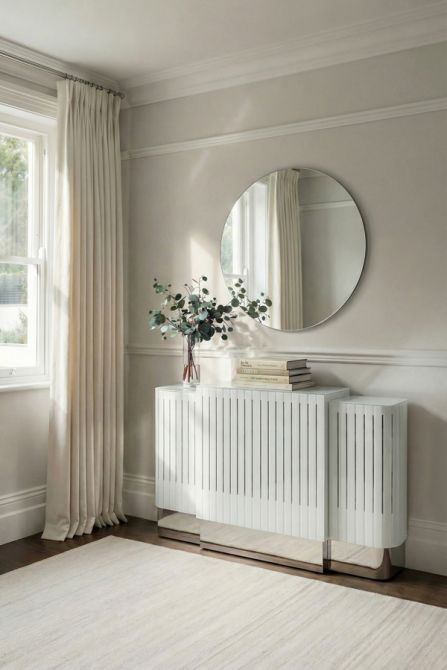 Anastasia Verstelbare Radiator Ombouw van Wit Glas - Zilver-view2
