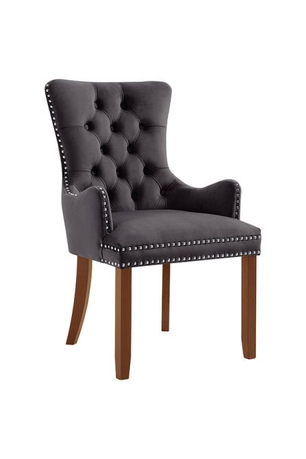 Antoinette Carver chair - Smoke Grey - Walnut Legs - Image #0