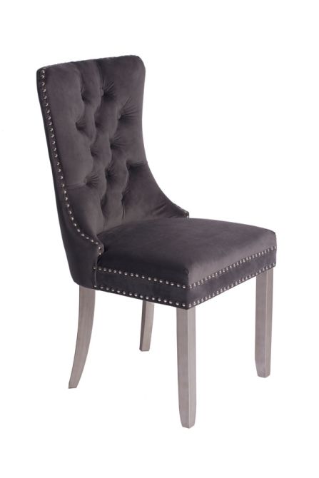 Antoinette Smoke Grey Dining Chair - Pewter Legs - Image #0