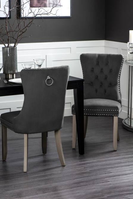 Antoinette Smoke Grey Dining Chair - Pewter Legs - Image #0