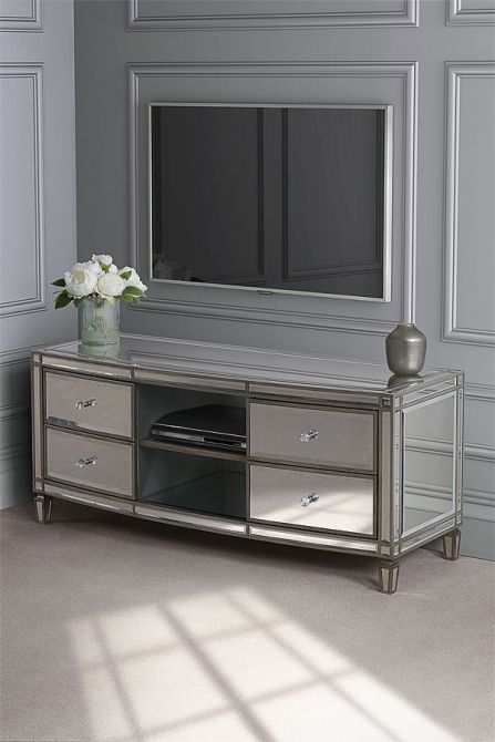 Antoinette Mueble TV de espejo de vidrio templado-view2