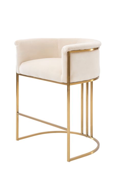 Aria Thekenhocker – Kreideweiß – Basis Messing-view2