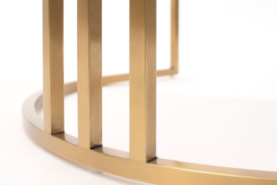 Aria Chaise de salle à manger, cadre laiton – Craie-view4