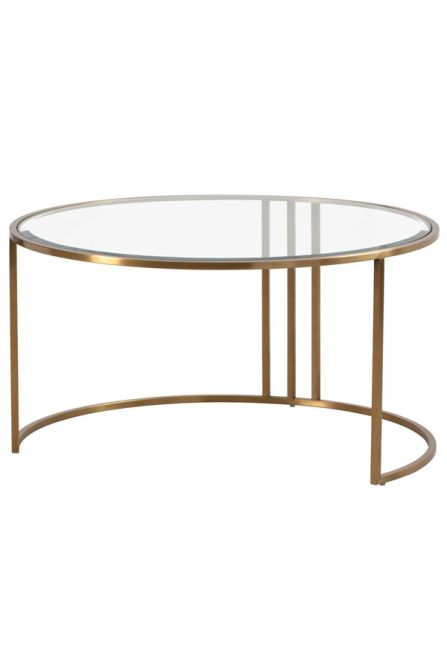 Aria Brass Coffee Table and Storage Ottoman Black - Set - Image #0