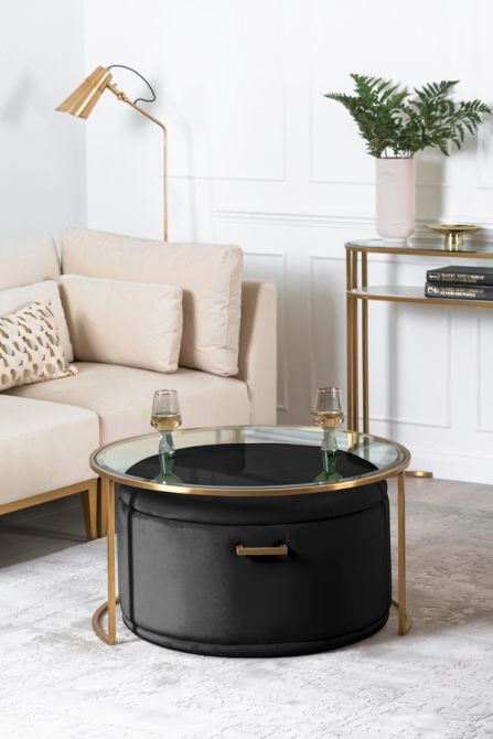 Aria Tavolino da caffè e Ottomana salvaspazio - Nera e Ottone - Set-view2