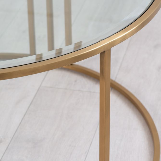 Aria Soffbord - Mässing och Förvaring Ottoman Dove Grey - Set-view6