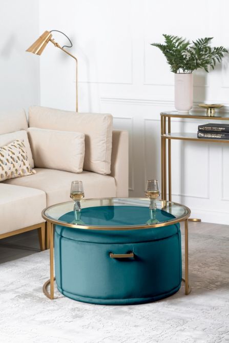 Aria Soffbord - Mässing och Förvaring Ottoman Peacock - Set-view2