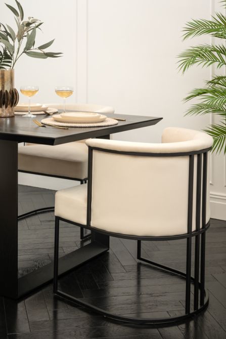 Aria Esszimmerstuhl – Kreideweiß – Schwarze Basis-view3