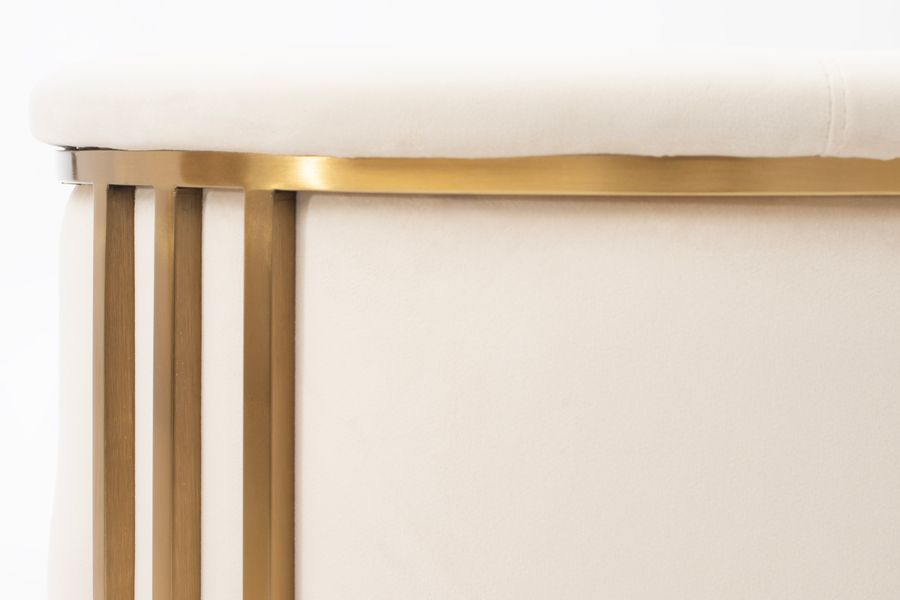 Aria Chaise de salle à manger, cadre laiton – Craie-view5