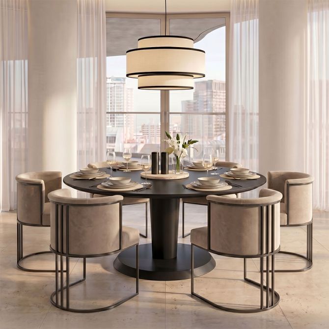 Aria Dining Chair - Taupe - Black Frame-view2