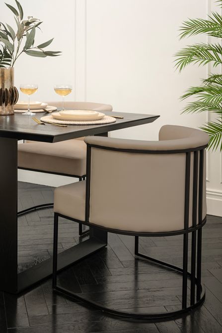 Aria Eetkamerstoel Taupe - Zwart Frame-view2