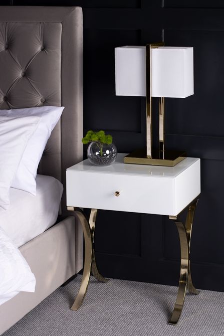 Aurelia White and Champagne Gold Bedside Table - Image #0