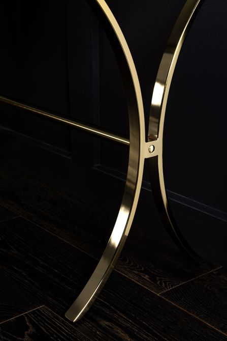 Table de chevet Aurelia en verre blanc et piétement doré - Image #0