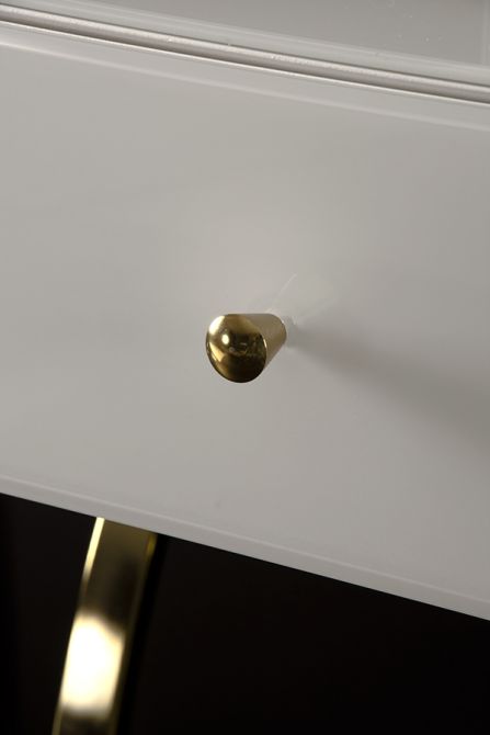 Table de chevet Aurelia en verre blanc et piétement doré - Image #0