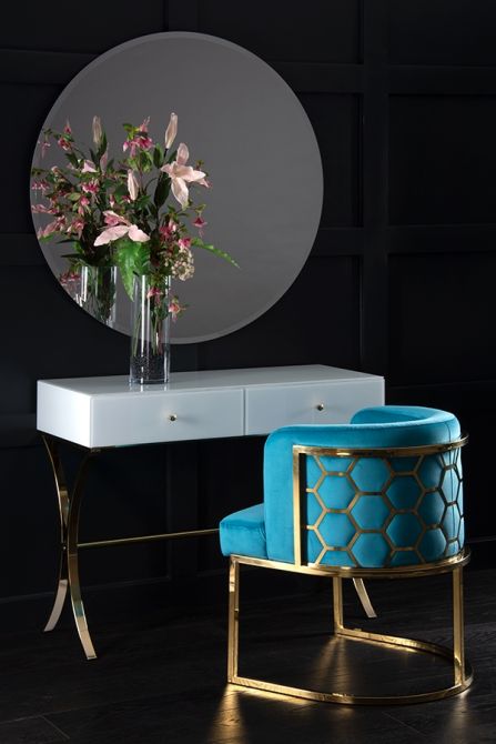 Aurelia White and Champagne Gold Dressing Console - Image #0