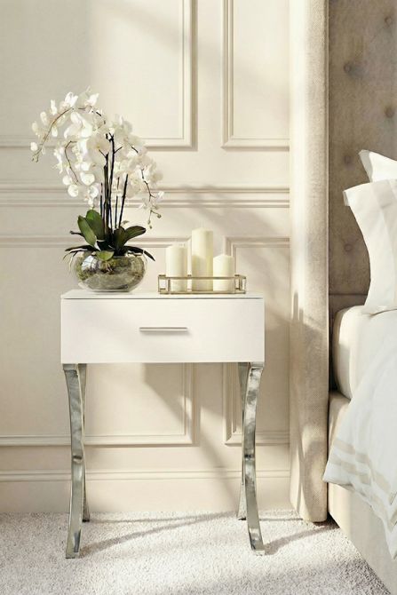 Aurelia White Glass Bedside Table-view2