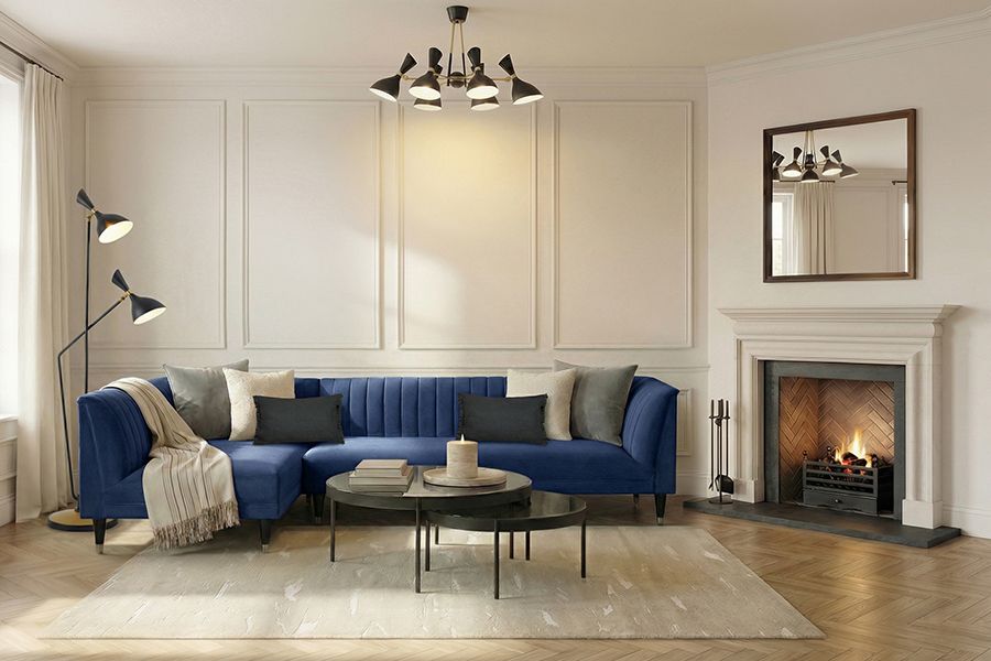 Baxter Ecksofa - Linksseitig - Marineblau-view2