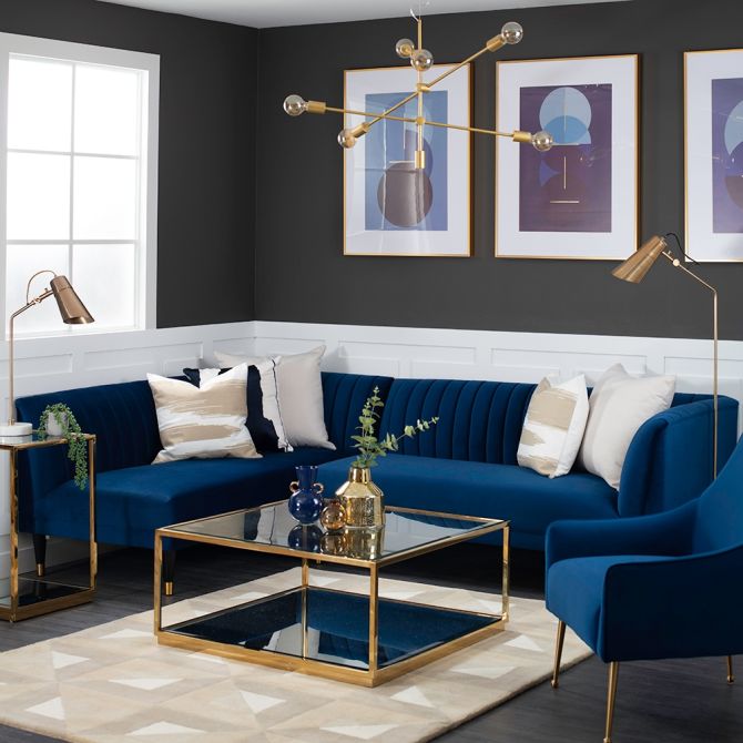 Baxter  Left Hand Corner Sofa – Navy Blue - Image #0