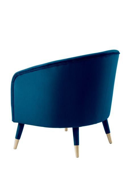 Bellucci Armchair Navy Blue - Brass Caps - Image #0