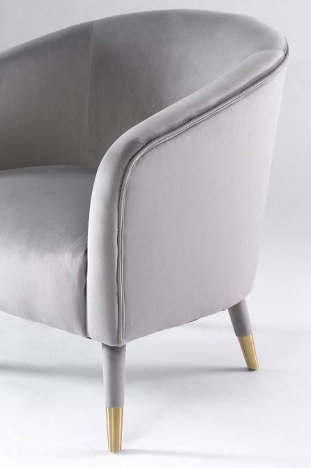 Bellucci Fauteuil, extrémités laiton - Gris colombe-view4