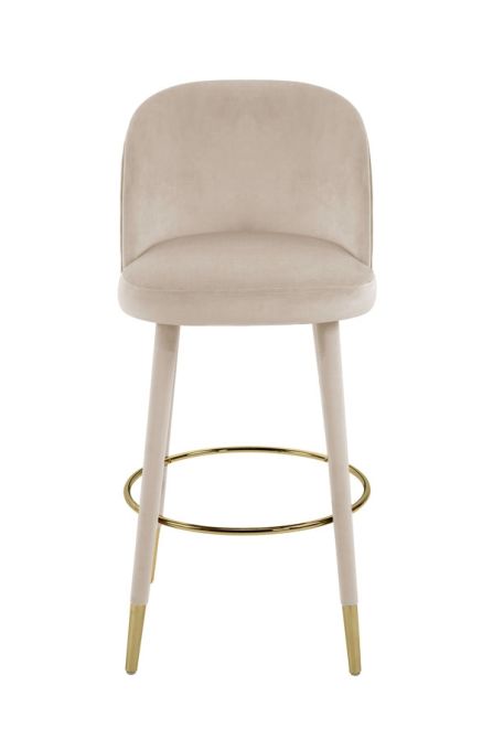 Bellucci Tabouret de comptoir, extrémités laiton - Craie-view3