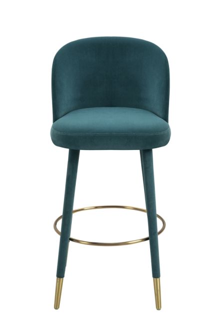 Bellucci Thekenhocker - Schuppenmuster - Pfauenblau - Messingkappen -view5