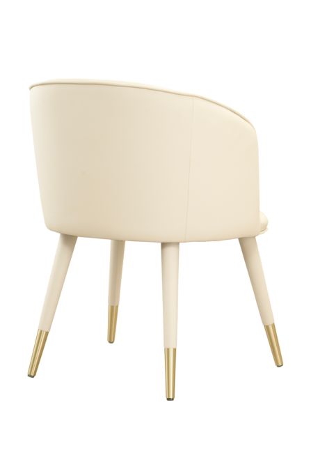 Bellucci Esszimmerstuhl – Cremefarbenes Kunstleder – Messingkappen-view3