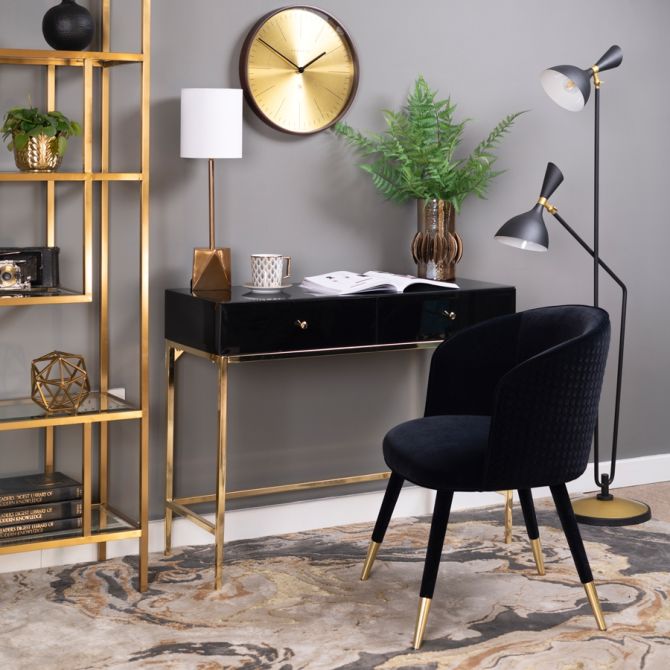chaise Bellucci-motifs circulaires- Noir-Extrémités dorées - Image #0