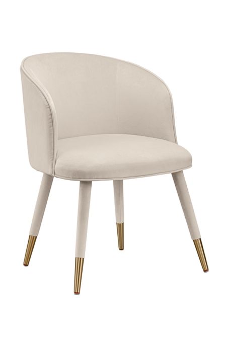 Bellucci Dining Chair - Chalk- Brass Caps - Image #0