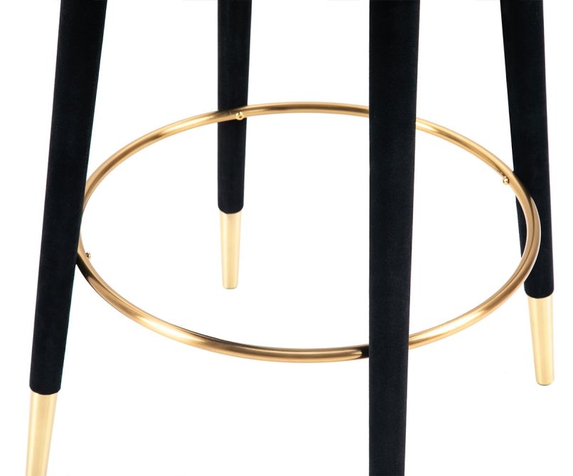 Bellucci Tabouret de comptoir à motifs circulaires, extrémités laiton - Noir-view5