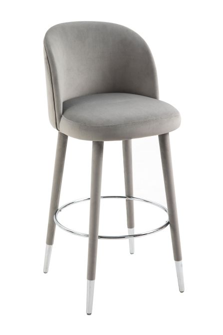 Bellucci Tabouret de comptoir, extrémités argent- Gris colombe-view3