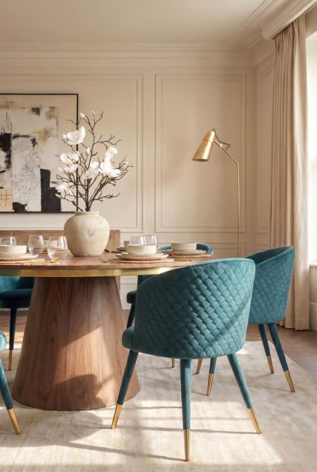 Bellucci Scales Dining Chair - Peacock - Brass Caps-view3
