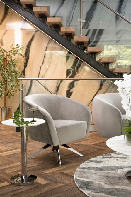 Brodie Chaise pivotante, base argent - Gris colombe-view2
