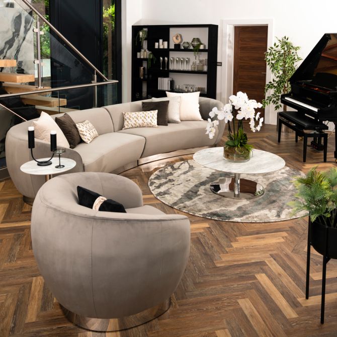 Equinox 6-Sitzer Sofa - Taubengrau  - Basis Chrom-view2